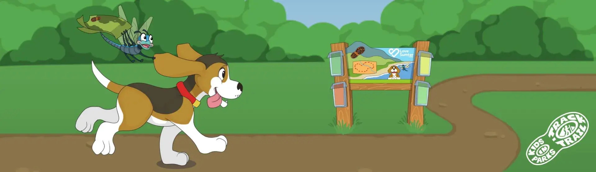 Dog running on a trail