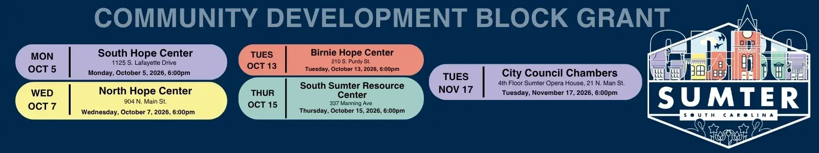 Community Development Block Grant 2026 Meeting Times and Dates