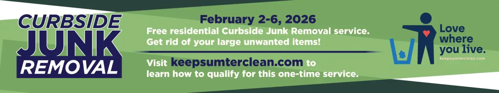 Website banner for 2026 Junk Removal Program February 2-6.