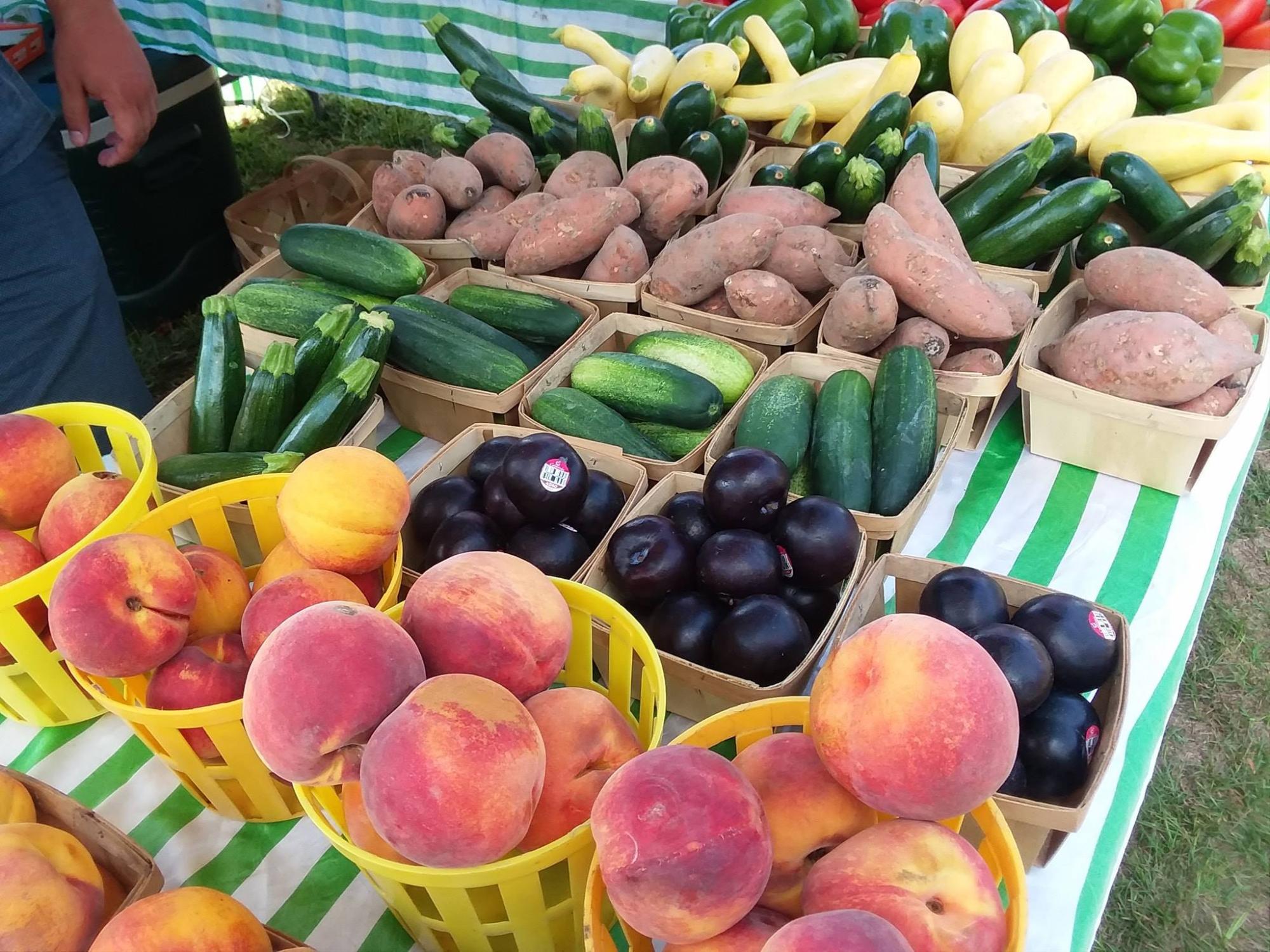Fresh fruits and vegetables at local Farmer's Market stall