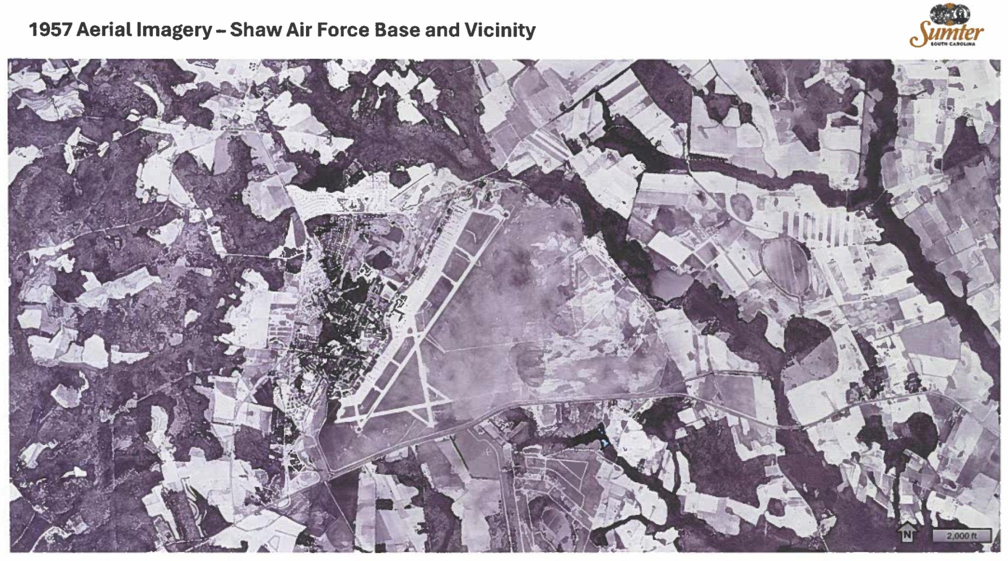 1957 Aerial Image of Shaw Air Force Base and Vicinity