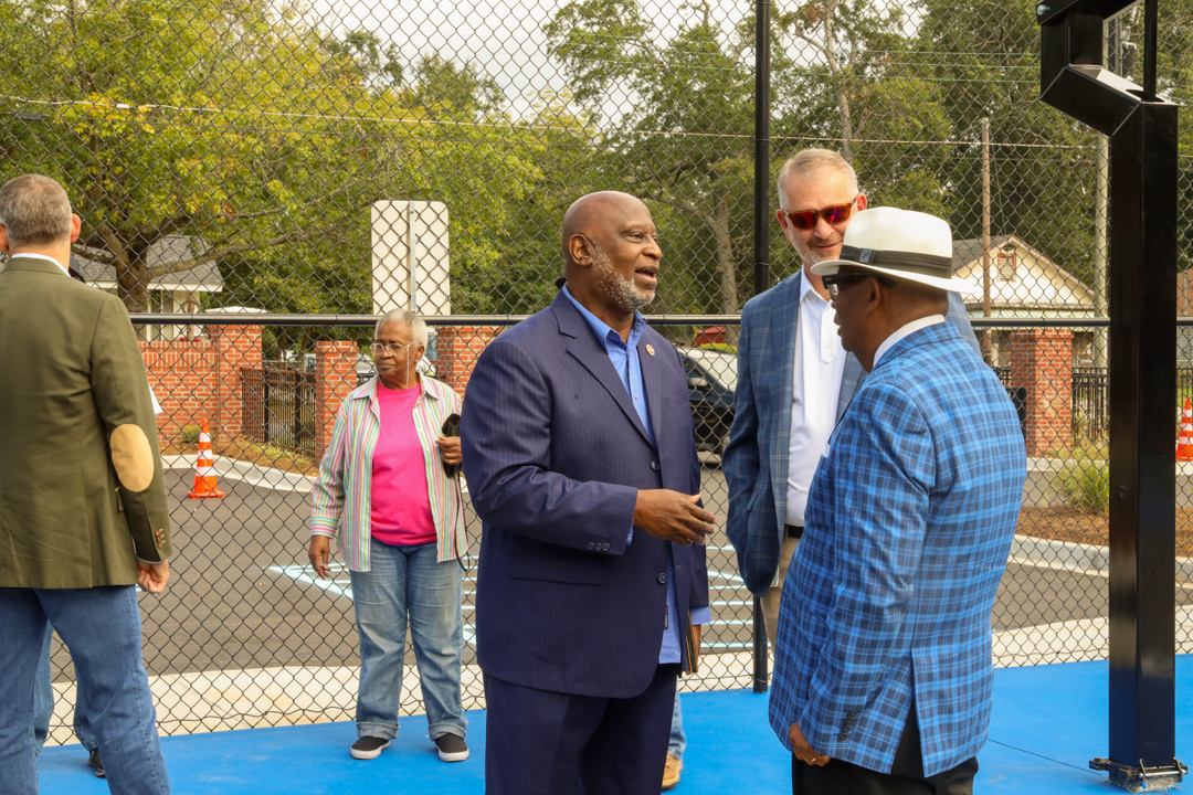 Councilman Blassingame, Deron McCormick, and Representative David Weeks discuss the park