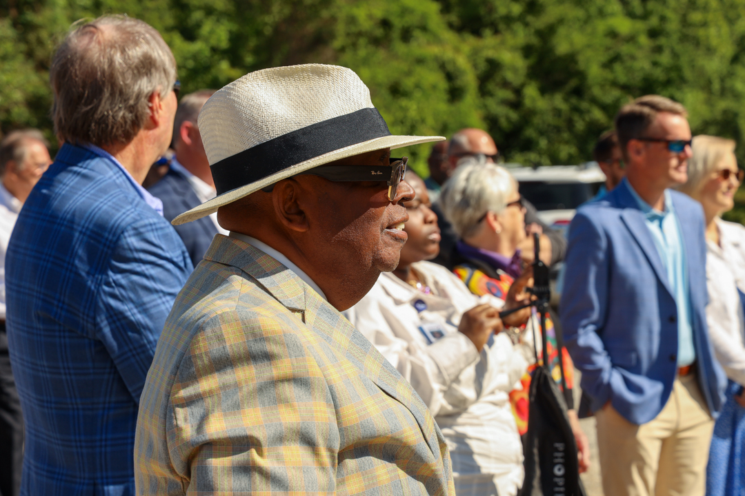 Mayor Pro Tem Councilman James Blassingame listens to plans for the Broad Street Midway Trailhead.