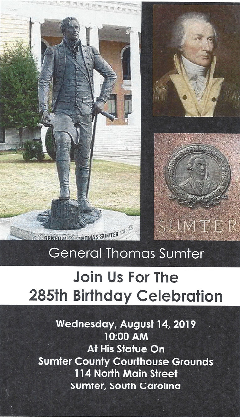 Invitation to 285 Birthday of General Sumter