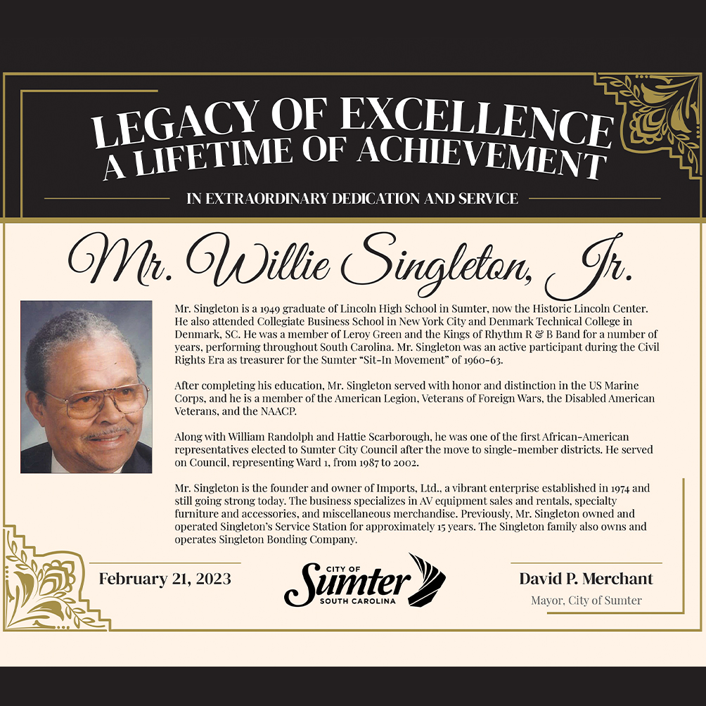 Legacy of Excellence Awards A Lifetime of Achievement City of